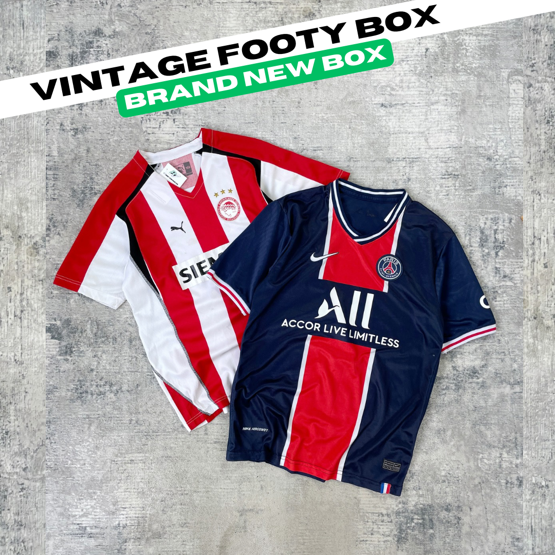 VINTAGE FOOTBALL SHIRT / JERSEY MYSTERY BOX - 2 ITEMS