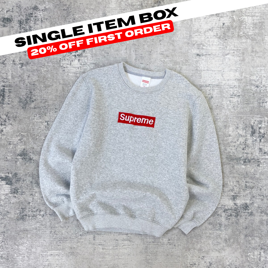 Grey First Ever Supreme Box Logo Supreme Box Logo First Supreme Item Ever Supreme Box Logo Hoodie