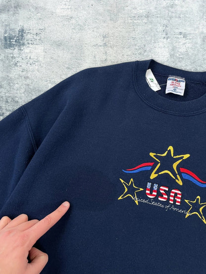 Vintage 90s USA Embroidered Tourist Sweatshirt